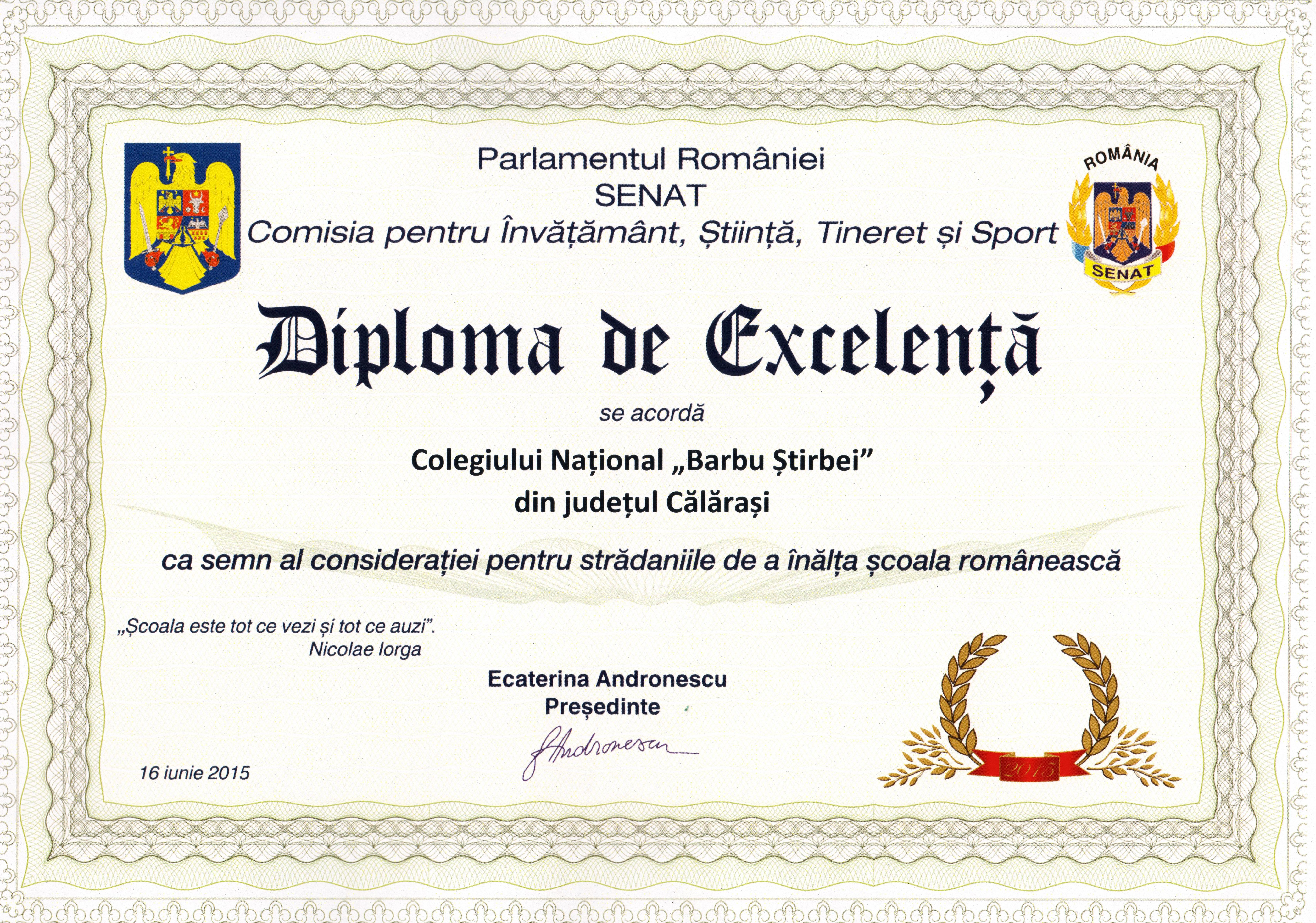 Diploma de ecelenta